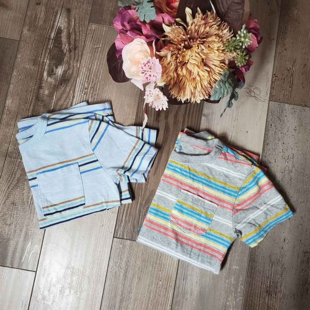 Little Boy Striped Short Sleeve T-Shirts Bundle Size 4 EUC
